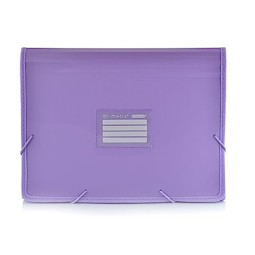 Office Box - Ordnungsmappe mit 12 Unterteilungen mit Gummiverschluss und Panorama-Sichtfenstern + 80 große Etiketten, Qualität für die Lebensdauer des gesamten Kurses by Colorline (Lila) von office box