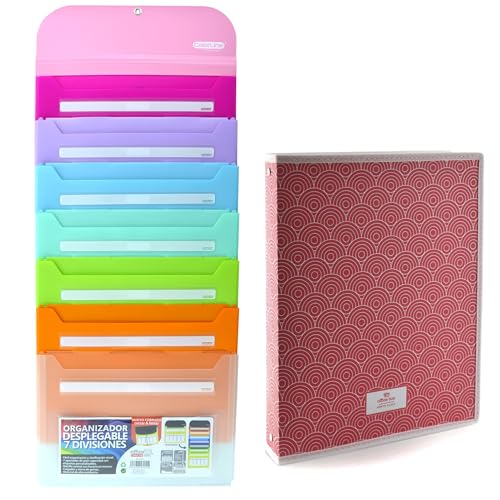 Office Box Pop-Up-Ordner mit 7 Fächern, mit Gummiverschluss und Aufhänger, personalisierbare Indikatoren und Stundenplankarte, ideal für Klassenzimmer, Personal und Studium, von Office Box (Rosa + Office Box Pop-Up-Ordner mit 7 Fächern, mit Gummiverschluss und Aufhänger, personalisierbare Indikatoren und Stundenplankarte, ideal für Klassenzimmer, Personal und Studium, von Office Box (Rosa + von office box