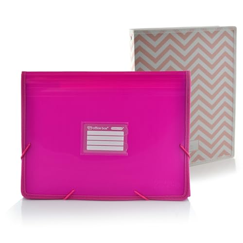 Office Box - Schulranzen-Set: Ordner mit 12 Teilungen, Panorama-Sichter und 80 Etiketten + Ordner mit 4 Ringen 25 mm, Qualität für den gesamten Kurs von Colorline. (Fuchsia +C. Ringe) von office box