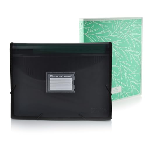 Office Box - Schulranzen-Set: Ordner mit 12 Teilungen, Panorama-Sichter und 80 Etiketten + Ordner mit 4 Ringen 25 mm, Qualität für den gesamten Kurs von Colorline. (Schwarz + C-Ringe) von office box