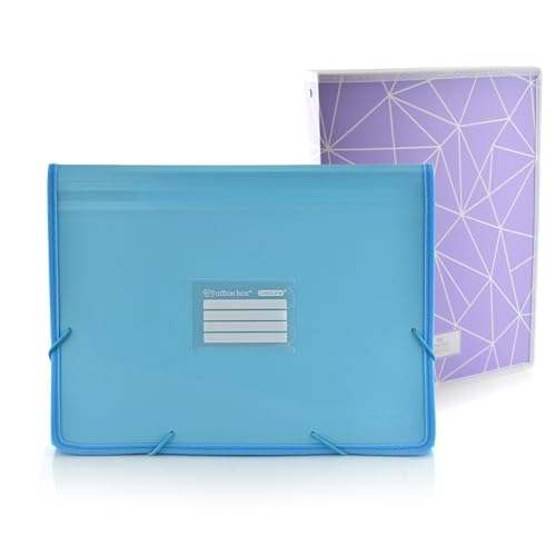Office Box - Schulranzen-Set: Ordner mit 12 Teilungen, Panorama-Sichter und 80 Etiketten + Ordner mit 4 Ringen von 25 mm, Qualität für den gesamten Kurs von Colorline. (Hellblau + C-Ring) von office box