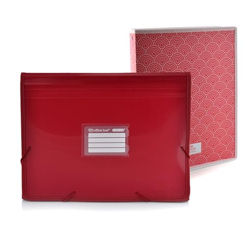 Office Box - Schulranzen-Set: Ordner mit 12 Teilungen, Panorama-Sichter und 80 Etiketten + Ordner mit 4 Ringen von 25 mm, Qualität für den gesamten Kurs von Colorline. (Rot + C Ringe) von office box