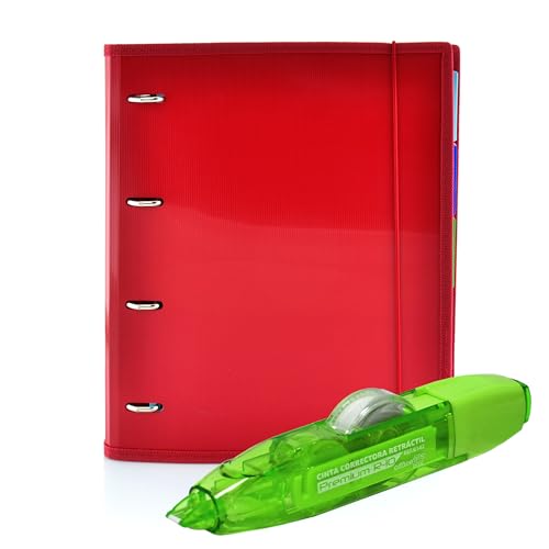 Office box - Cole Backpack: Ordner & Block + Korrekturband R10 - Ihr kompletter Ordner + ein nachfüllbarer Korrektor von höchster Qualität zum einmaligen Preis (Rot + Korrekturstift R10) von office box