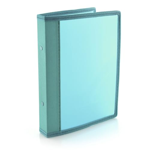Ordner mit 2 Metallringen, 2 cm, A5, verstärkte Kanten aus passendem Stoff und Innentasche, 5PP, 100 % Eco by Office Box, Grün von office box
