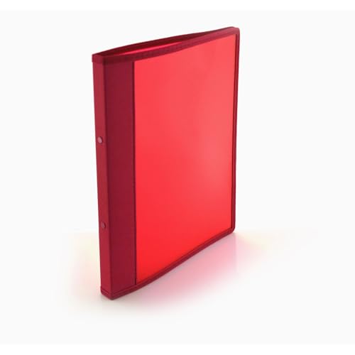 Ordner mit 2 runden Metallringen - verstärkte Kanten aus Stoff und Innentasche, 5 PP - 100 % Eco by Office Box (Rot, Ringe 16 mm - Rücken 2 cm) von office box