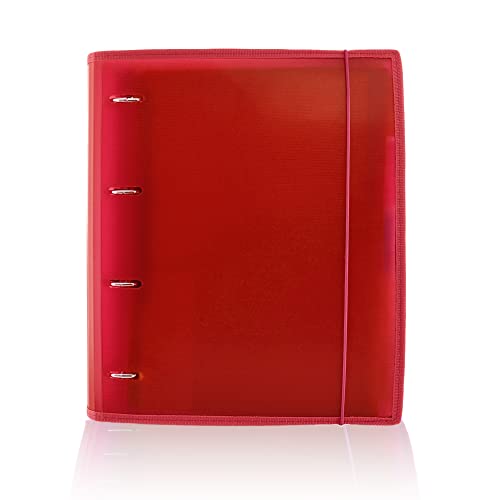 Ordner & Block A4 Supra - 4 Ringe - 150 Blatt - 5 Trennblätter - Haftnotizen - 5 Farben - Ref. 432-R (rot) von office box