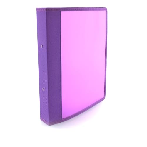 Ringbuch mit 2 runden Metallringen – 3 Größen erhältlich, farblich abgestimmte Stoffkanten und Innentasche, 5PP, 100 % Eco by Office Box (lila, Ringe 40 mm, Rücken 4,5 cm) von office box
