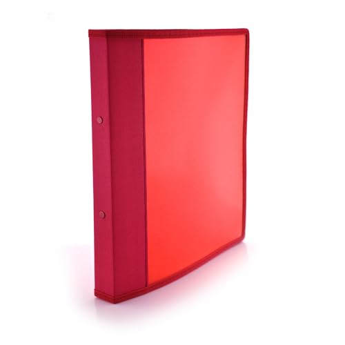 Ringbuch mit 2 runden Metallringen - 3 Größen erhältlich, farblich abgestimmte Stoffkanten und Innentasche, 5PP - 100 % Eco by Office Box (rot, Ringe 25 mm - Rücken 3 cm) von office box