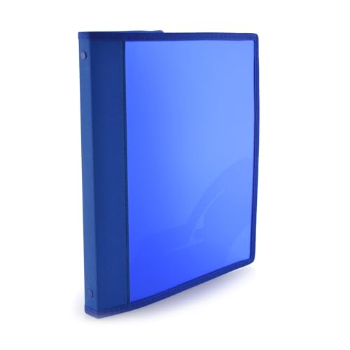 Ringbuch mit 4 runden Metallringen, 3 Größen erhältlich, farblich abgestimmte Stoffkanten und Innentasche, 5 PP, 100 % Eco by Office Box (Blau, Ringe 16 mm, Rücken 2 cm) von office box