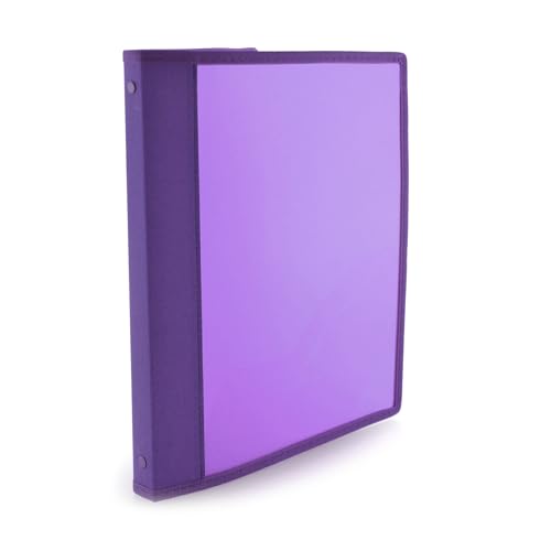 Ringbuch mit 4 runden Metallringen, 3 Größen erhältlich, farblich abgestimmte Stoffkanten und Innentasche, 5PP, 100 % Eco by Office Box (lila, Ringe 25 mm, Rücken 3 cm) von office box