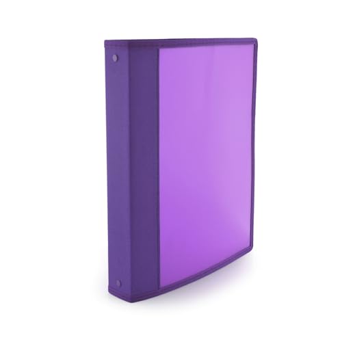 Ringbuch mit 4 runden Metallringen, 3 Größen erhältlich, farblich abgestimmte Stoffkanten und Innentasche, 5PP, 100 % Eco by Office Box (lila, Ringe 40 mm, Rücken 4,5 cm) von office box