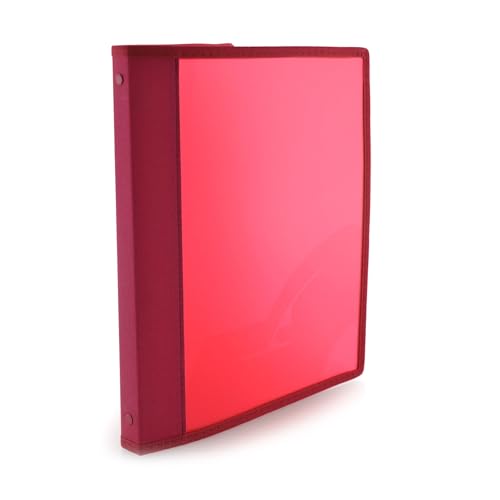 Ringbuch mit 4 runden Metallringen, 3 Größen erhältlich, farblich abgestimmte Stoffkanten und Innentasche, 5PP - 100 % Eco by Office Box (rot, Ringe 16 mm - Rücken 2 cm) von office box
