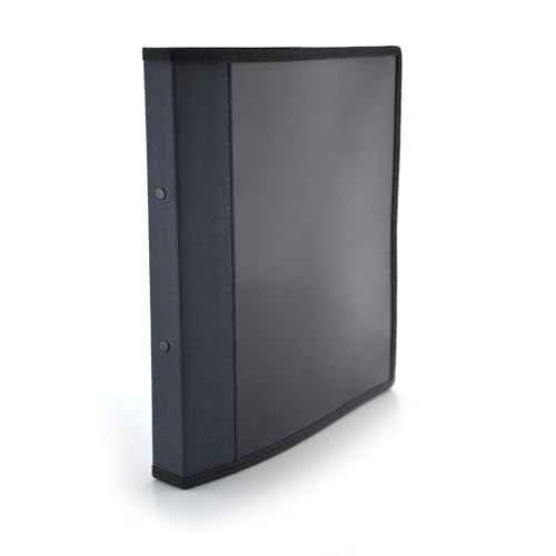 Ringordner mit 2 runden Metallringen, 3 Größen erhältlich, farblich abgestimmte Stoffkanten und Innentasche, 5PP, 100 % Eco by Office Box (Schwarz, Ringe 25 mm, Rücken 3 cm) von office box