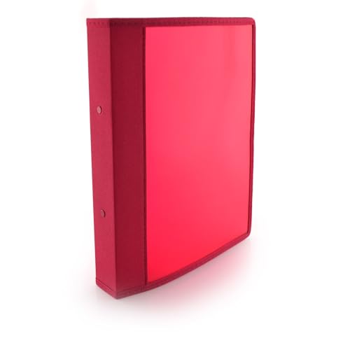 Ringordner mit 2 runden Metallringen – 3 Größen erhältlich, farblich abgestimmte Stoffkanten und Innentasche, 5PP – 100 % Eco by Office Box (rot, Ringe 40 mm – Rücken 4,5 cm) von office box