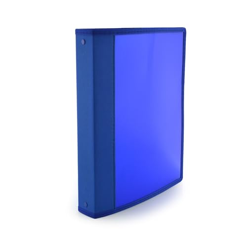 Ringordner mit 4 runden Metallringen, 3 Größen erhältlich, farblich abgestimmte Stoffkanten und Innentasche, 5PP, 100 % Eco by Office Box (Blau, Ringe 40 mm, Rücken 4,5 cm) von office box