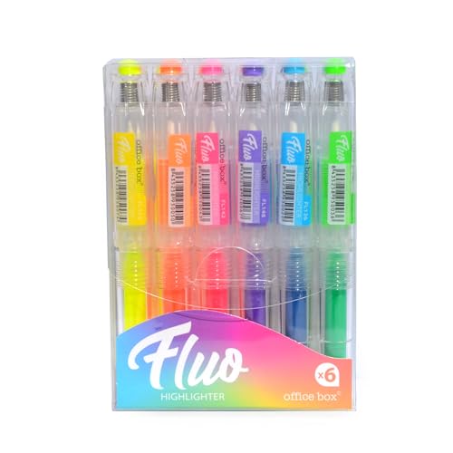 office box, Fluo Textmarker mit nachfüllbarer fluoreszierender Textmarker, umweltfreundlicher Marker mit der feststen, flüssigsten und erstaunlichsten Tinte, ideal für Federmäppchen. (Fluo Pack 6) office box, Fluo Textmarker mit nachfüllbarer fluoreszierender Textmarker, umweltfreundlicher Marker mit der feststen, flüssigsten und erstaunlichsten Tinte, ideal für Federmäppchen. (Fluo Pack 6) von office box