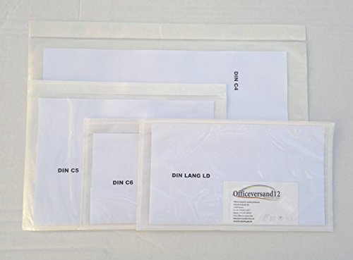 Lieferscheintaschen Dokumententaschen C6, LD, C5, C4, ohne druck transparent (transparent, C5 1000 St.) von officeversand12
