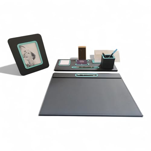 Oggettando Schreibtisch-Set, 5-in-1 Schreibtisch-Organizer mit Standfunktion, Briefablage, Kartenhalter, Stiftehalter, Stifthalter, Standfunktion, Schreibtischunterlage, Büro und Zuhause (PU VTiffany) von oggettando