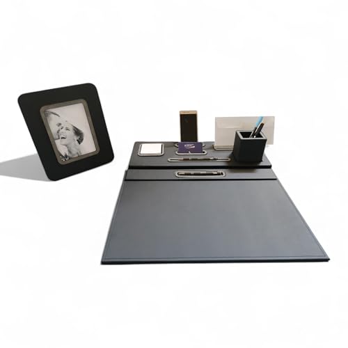 Oggettando Schreibtisch-Set, 5-in-1 Schreibtisch-Organizer mit Standfunktion, Briefablage, Kartenhalter, Stiftehalter, Stifthalter, Standfunktion, Schreibtischunterlage, Büro und Zuhause (PU Taupe) von oggettando