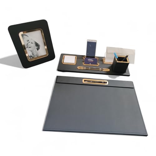 Oggettando Schreibtisch-Set, 5-in-1 Schreibtisch-Organizer mit Standfunktion, Briefablage, Kartenhalter, Stiftehalter, Stifthalter, Standfunktion, Schreibtischunterlage Büro und Zuhause (Acr. Gold) von oggettando