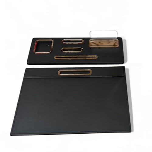 Oggettando Schreibtisch-Set aus schwarzem Kunstleder, 5-in-1, Organizer mit Smartphone-Halterung, Briefablage, Kartenhalter und Schreibunterlage für Büro, Zuhause (Acryl Bronze) von oggettando
