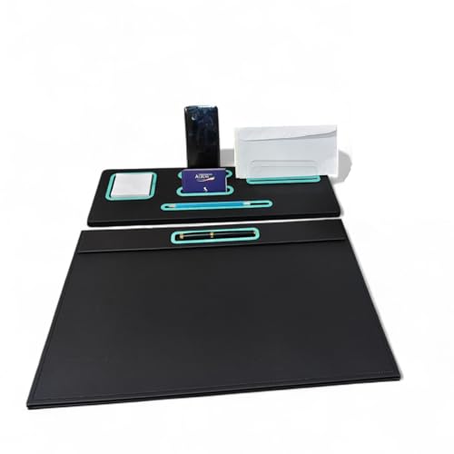 Oggettando Schreibtisch-Set aus schwarzem Kunstleder, 5-in-1, Organizer mit Smartphone-Halterung, Briefablage, Kartenhalter und Schreibunterlage für Büro, Zuhause (PU Tiffany) von oggettando