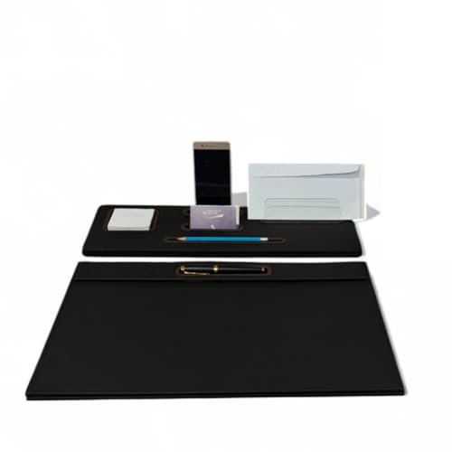 Oggettando Schreibtisch-Set aus schwarzem Kunstleder, 5-in-1, Organizer mit Smartphone-Halterung, Briefablage, Kartenhalter und Schreibunterlage für Büro, Zuhause (PU braun) von oggettando