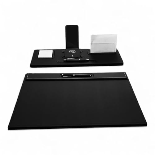Oggettando Schreibtisch-Set aus schwarzem Kunstleder, 5-in-1, Organizer mit Smartphone-Halterung, Briefablage, Kartenhalter und Schreibunterlage für Büro, Zuhause (schwarzes PU) von oggettando