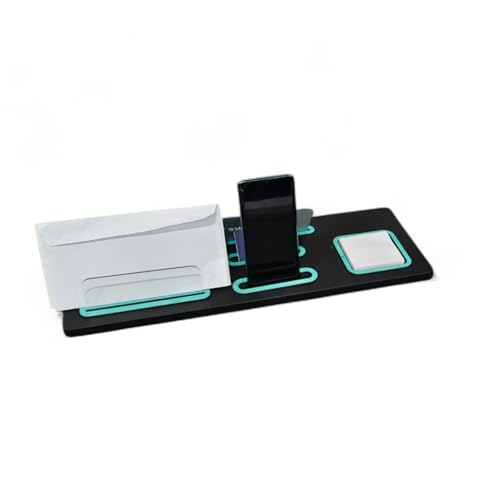 Oggettando Schreibtisch-Set aus schwarzem Kunstleder, 5 in 1 Organizer – Smartphone-Halterung, Briefablage, Kartenhalter, Aufkleberhalter, personalisierbarer Reiter – Büro Zuhause (Tiffany) von oggettando