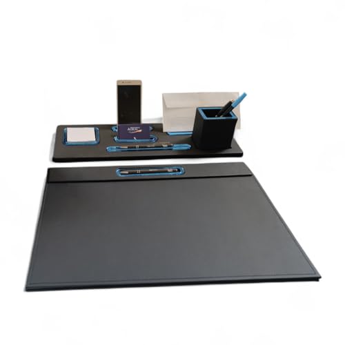 Oggettando Schreibtisch-Set aus schwarzem PU-Leder, 5-in-1-Organizer mit Standfunktion, Briefablage, Kartenhalter, Halterung für Stifte, Stiftehalter, Stiftehalter, Bürostift, Zuhause (ACR, hellblau) Oggettando Schreibtisch-Set aus schwarzem PU-Leder, 5-in-1-Organizer mit Standfunktion, Briefablage, Kartenhalter, Halterung für Stifte, Stiftehalter, Stiftehalter, Bürostift, Zuhause (ACR, hellblau) von oggettando