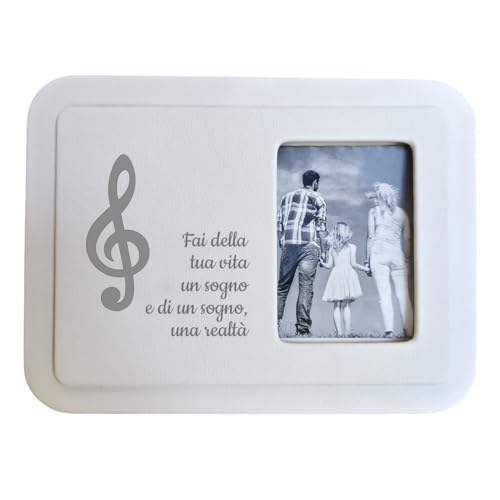 oggettando Bilderrahmen für den Tisch mit Gravur, in Geschenkbox, Gastgeschenk für Hochzeit, Taufe, Kommunion, Abschlussfeier, Konfirmation, Jubiläen (Musik) von oggettando