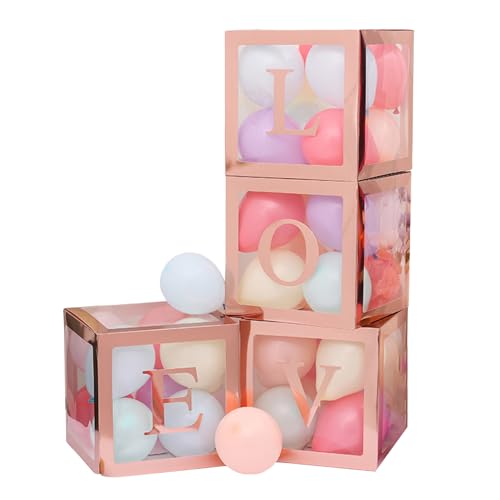 ohfruit Ballonboxen mit Buchstaben, 4 transparente Ballonboxen mit Liebe, wiederverwendbare stapelbare Würfel-Dekobox, Ballonbox-Blöcke Hintergrund für Party, Hochzeit, Geburtstag, Roségold ohfruit Ballonboxen mit Buchstaben, 4 transparente Ballonboxen mit Liebe, wiederverwendbare stapelbare Würfel-Dekobox, Ballonbox-Blöcke Hintergrund für Party, Hochzeit, Geburtstag, Roségold von ohfruit