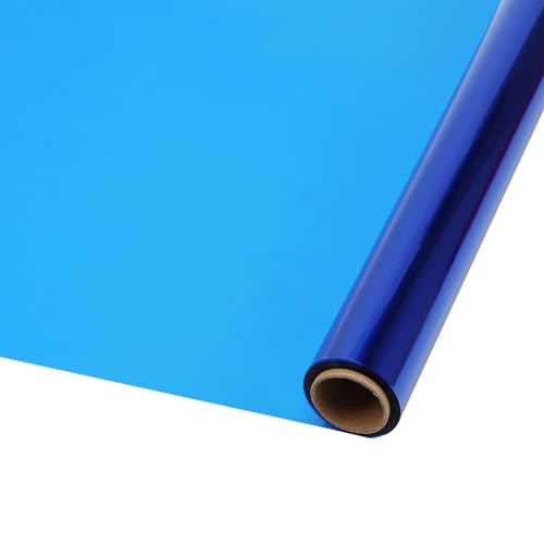 ohfruit Transparente farbige Zellophanfolie, Rolle, 40 cm x 250 cm, Zellophanpapierrollen für Geschenkkörbe, Leckereien, Bastelprojekte, DIY-Geschenkboxen, Verpackungspapier, Blau von ohfruit