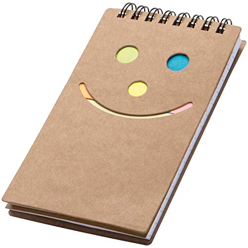 Spiral-Notizbuch mit Smile Gesicht / 50 Blatt + Haftnotizen / Größe: 145x82mm Spiral-Notizbuch mit Smile Gesicht / 50 Blatt + Haftnotizen / Größe: 145x82mm von ohne Markename