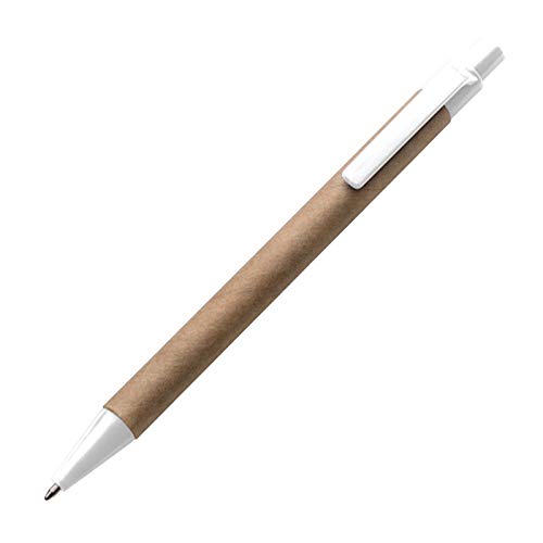 10x Kugelschreiber aus Pappe / Farbe: weiß von ohne Markenname