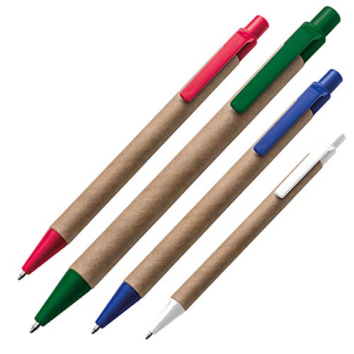 40x Kugelschreiber aus Pappe / 4 Farben von ohne Markenname