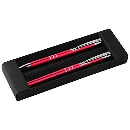 Metall Schreibset / Kugelschreiber + Rollerball / Farbe: rot von ohne Markenname