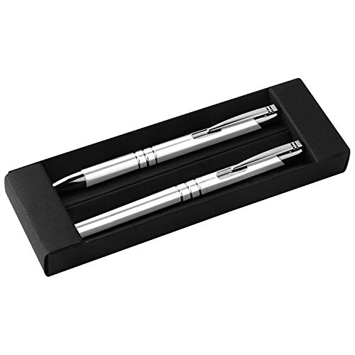 Metall Schreibset / Kugelschreiber + Rollerball / Farbe: weiß Metall Schreibset / Kugelschreiber + Rollerball / Farbe: weiß von ohne Markenname
