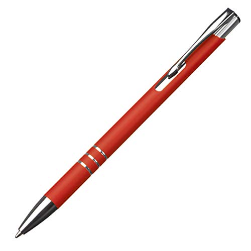 Schlanker Kugelschreiber / aus Metall / Farbe: rot von ohne Markenname