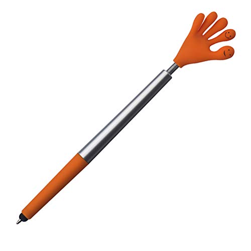 Touchpen Kugelschreiber / "Smile Hand" / Farbe: silber-orange Touchpen Kugelschreiber / "Smile Hand" / Farbe: silber-orange von ohne Markenname