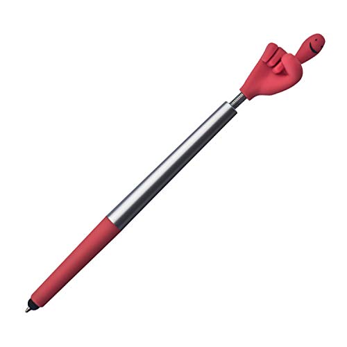 Touchpen Kugelschreiber / "Smile Hand" / Farbe: silber-rot von ohne Markenname