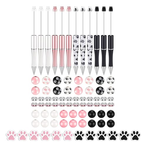 ohodhmnu 82-teiliges Thermotransfer-Stifte, Perlen-Kugelschreiber-Set, inklusive Holzperlen, Schulschreibwaren für Kinder und Erwachsene von ohodhmnu