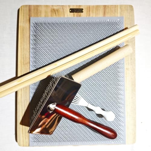 oiakus Holz Wolle mischen Board Kit, Wolle mischen Board Carding Brush mit 2 Sticks, gleichmäßiger verteilt, gefilzt Wolle Mixing Tool für Crafting-Projekte von oiakus