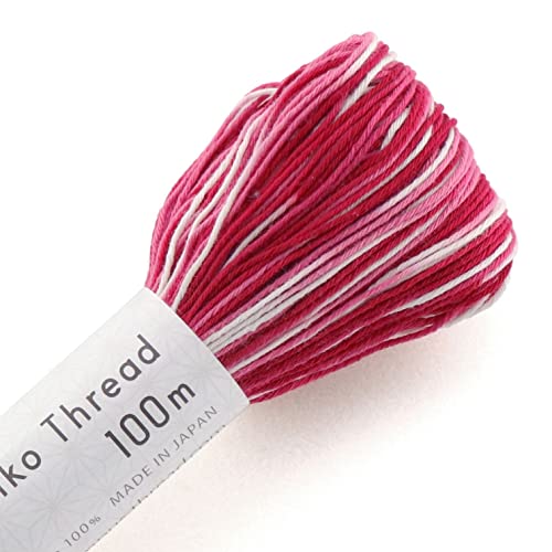 Olympus Sashiko Garn, 100 m Knäuel, japanische Stickerei und Quilten Verschiedene Farben: Rot, Rosa und Weiß. von olympus
