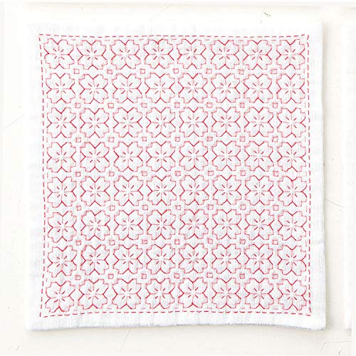 Olympus Thread Hitomezashi Sashiko Stickpackung Taschentuch iine Cherry Blossom Stoff bedruckt von olympus