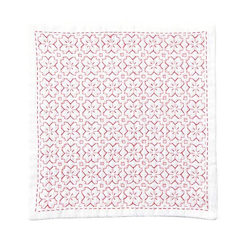 Olympus Thread Hitomezashi Sashiko Stickpackung Taschentuch iine Cherry Blossom Stoff bedruckt, Multifarbig Olympus Thread Hitomezashi Sashiko Stickpackung Taschentuch iine Cherry Blossom Stoff bedruckt, Multifarbig von Olympus Thread
