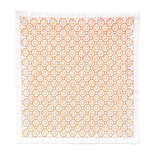 Olympus Thread Hitomezashi Sashiko Stickpackung Taschentuch iine Orange Stoff bedruckt von olympus