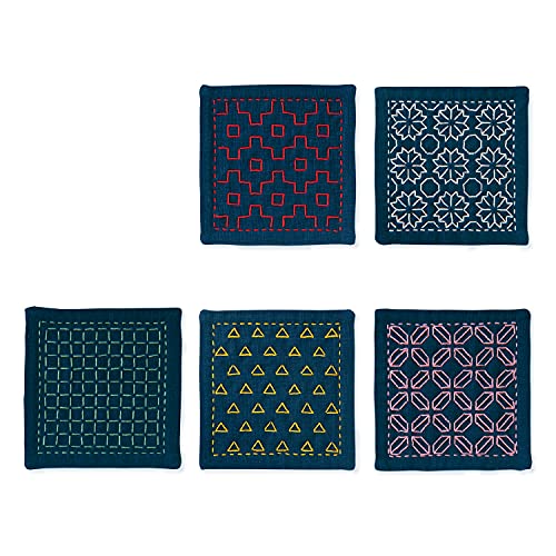 Olympus Thread Hitomezashi Sashiko Stickpackung Untersetzer II Marineblau 5Stk mit dünnem Sashiko Garn Stoff bedruckt Olympus Thread Hitomezashi Sashiko Stickpackung Untersetzer II Marineblau 5Stk mit dünnem Sashiko Garn Stoff bedruckt von Olympus Thread