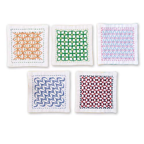 Olympus Thread Kugurizashi Sashiko Stickpackung Untersetzer weiß 5Stk Stoff bedruckt, Multifarbig Olympus Thread Kugurizashi Sashiko Stickpackung Untersetzer weiß 5Stk Stoff bedruckt, Multifarbig von Olympus Thread