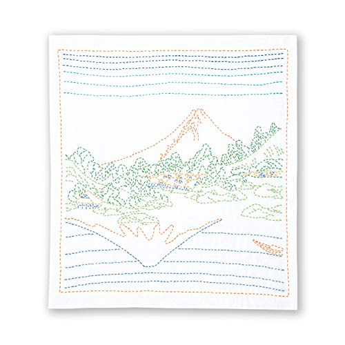 Olympus Thread Sashiko Stickpackung Hana Fukin Hokusai Katsushika Serie Der Berg Fuji spiegelt sich im Kawaguchi-See in der Provinz Kau Stoff bedruckt Olympus Thread Sashiko Stickpackung Hana Fukin Hokusai Katsushika Serie Der Berg Fuji spiegelt sich im Kawaguchi-See in der Provinz Kau Stoff bedruckt von Olympus